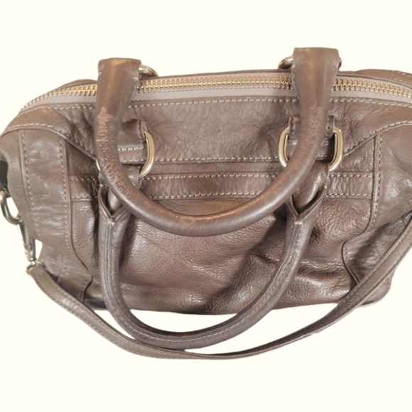 Rebecca Minkoff Small Soft Brown/Tan Distressed Leather Satchel Handbag - Picture 9 of 11